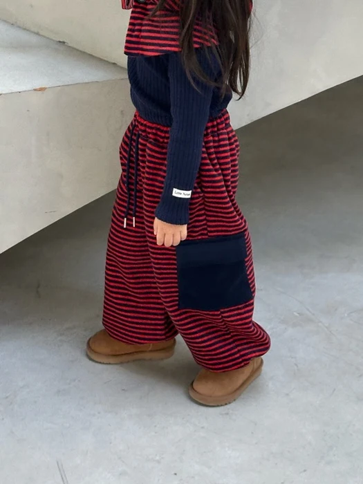 Striped Fleece Cargo Pants
