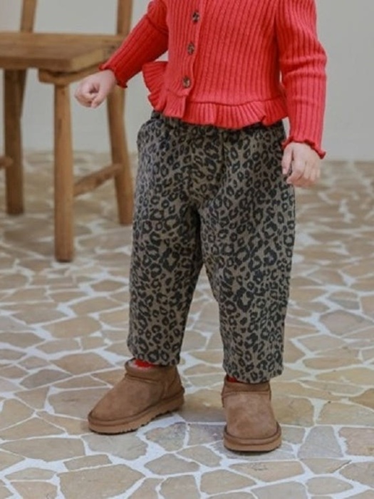 Brushed Leopard Corduroy Pants