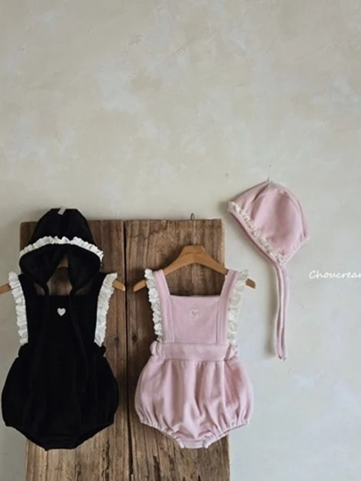 Heart Overall Suit (Bonnet Set) Heart Overall Suit (Bonnet Set)