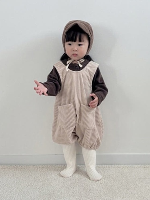 Bebe Fleece Corduroy Overalls Suit
