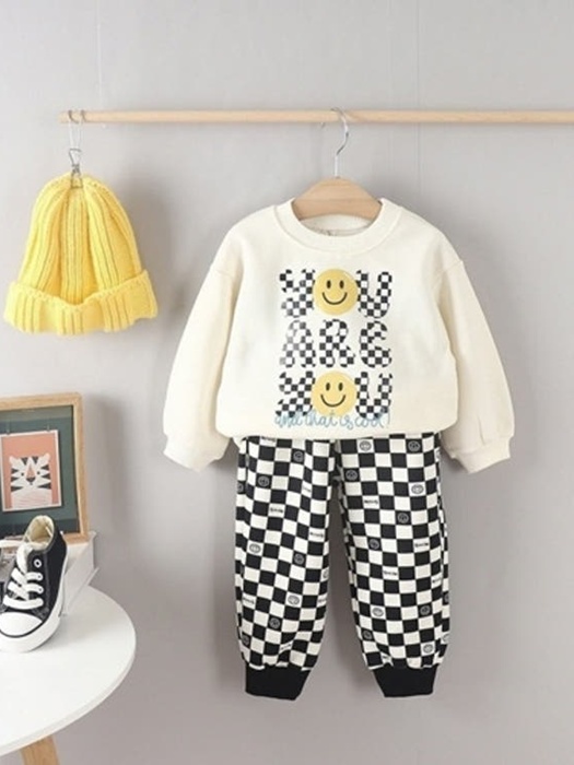 Checkered Smile Top Bottom Set Checkered Smile Top Bottom Set