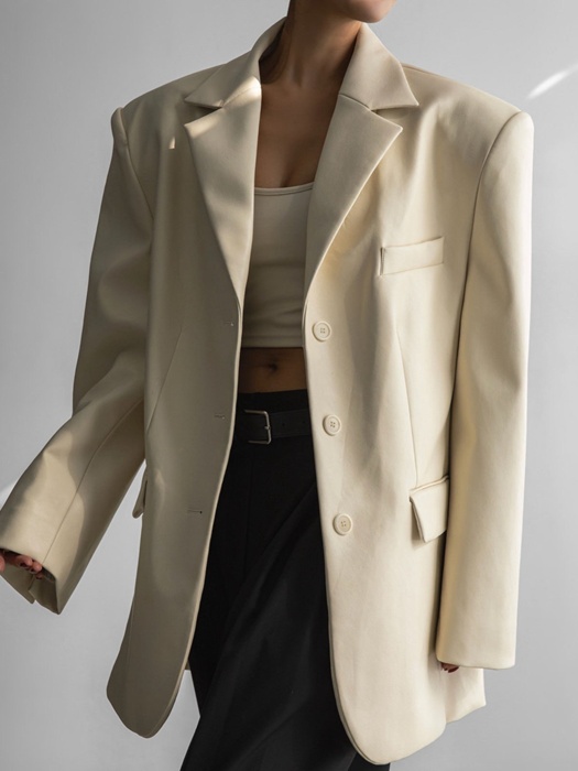 Oversized Shiny Three Button Blazer