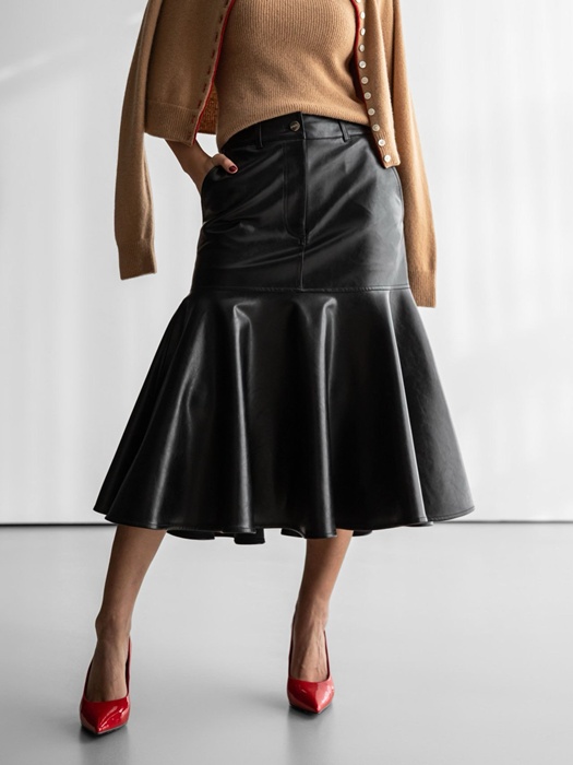 Vegan Mermaid Peplum Midi Skirt