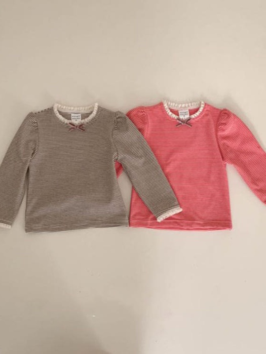 Peach Stripe Lace Tee Peach Stripe Lace Tee