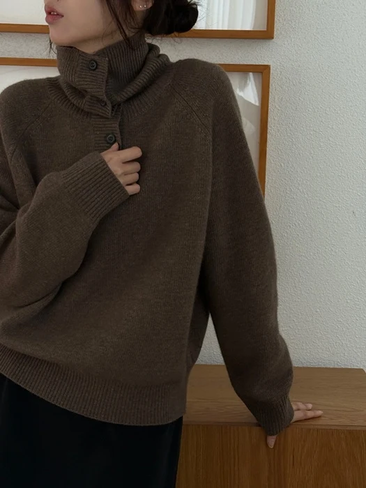 Button Turtleneck Knit