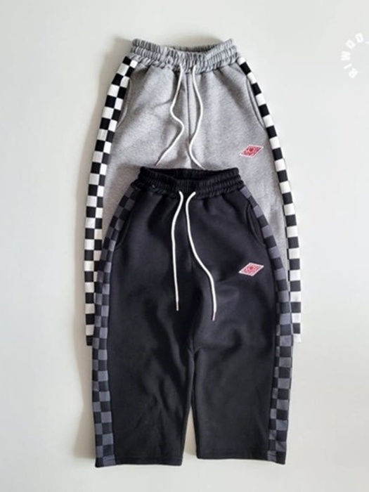 Fleece Side Check Wide Pants