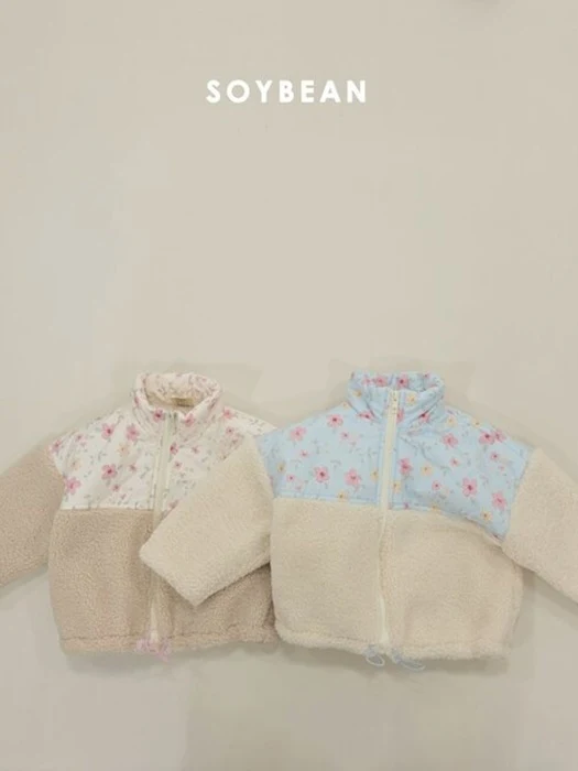 Flower Contrast Fleece Jacket Flower Contrast Fleece Jacket