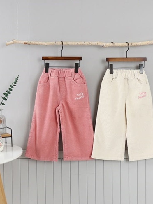 Corduroy Span Wide Embroidered Pants Corduroy Span Wide Embroidered Pants