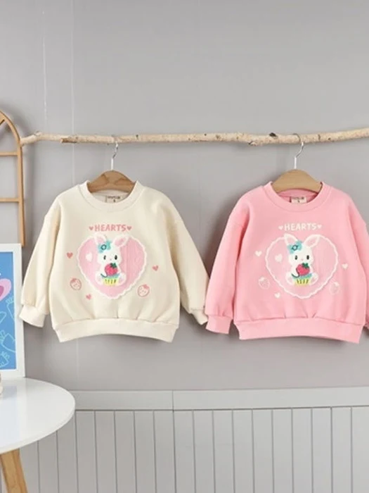 Fleece Strawberry Rabbit Boucle Embroidered Tee Fleece Strawberry Rabbit Boucle Embroidered Tee