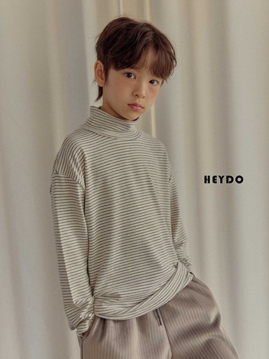 Wool Stripe Turtleneck Tee