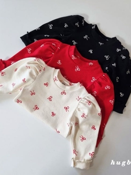 Ribbon Print Peach Span Tee