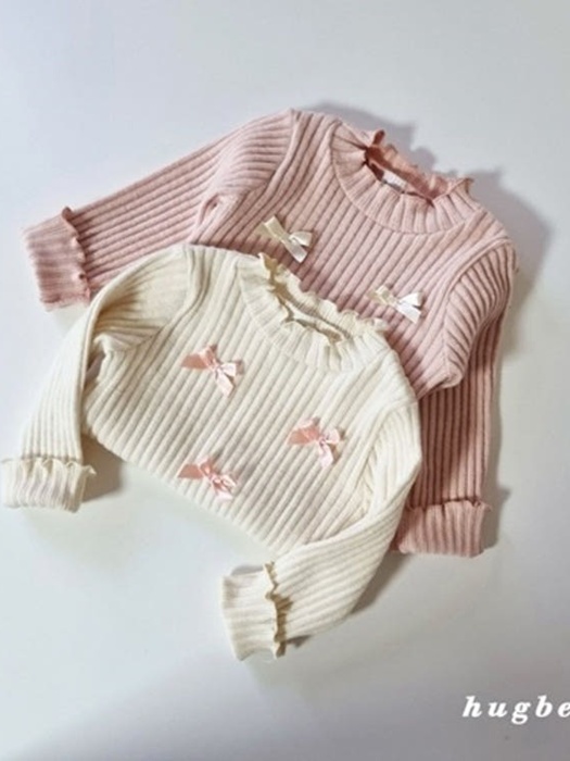 Ribbon Peach Fleece Ribbed Tee