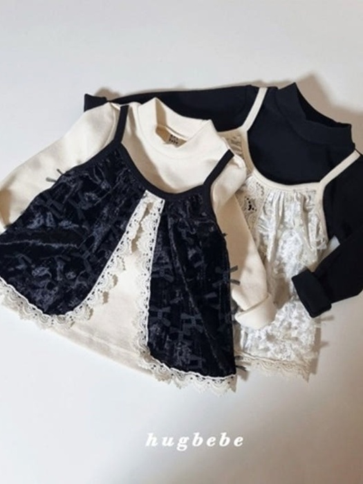Lace Ribbon Bustier Peach Tee