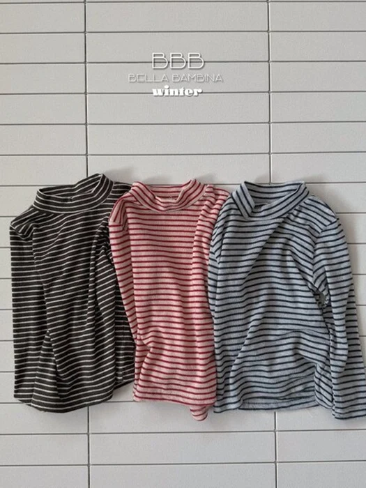Bebe Stripe Half Turtleneck Tee