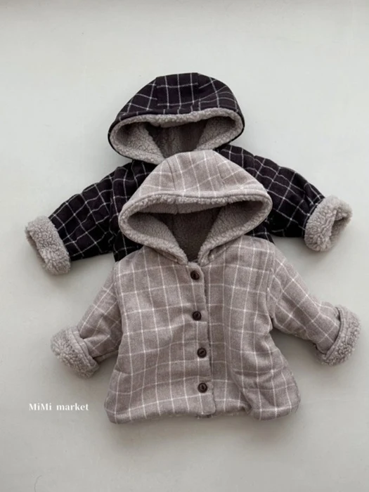 Check Fleece Hoodie