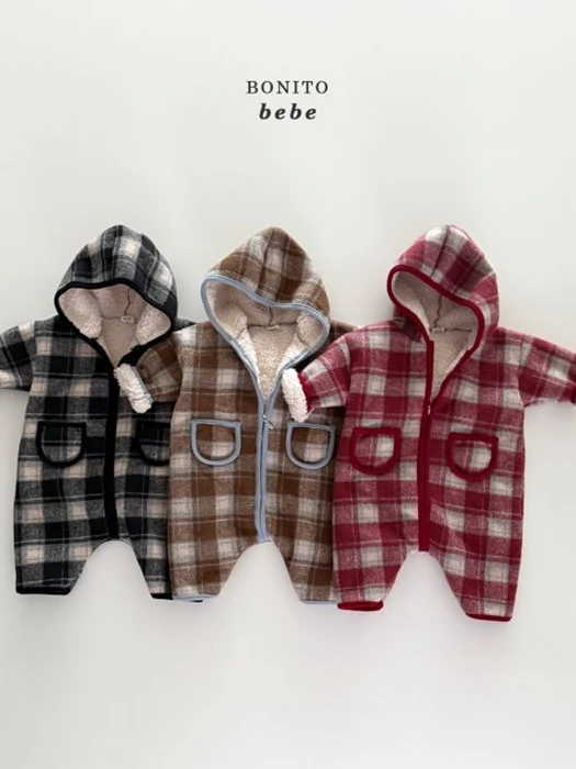 Bebe Check Fleece Hood Suit