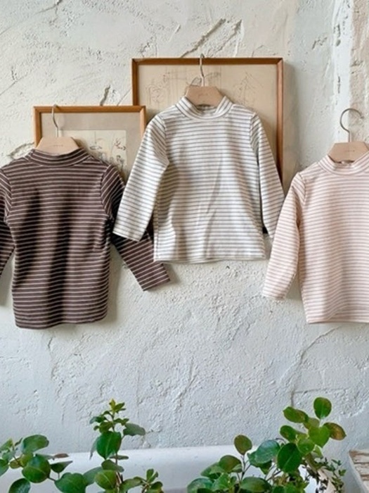 Stripe Mock Neck Tee Stripe Mock Neck Tee