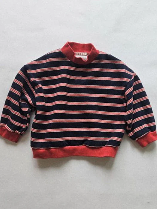 Fleece Mock Neck Stripe Sweatshirt