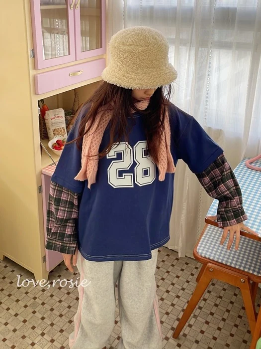 Check Shirt Sleeve Number Tee