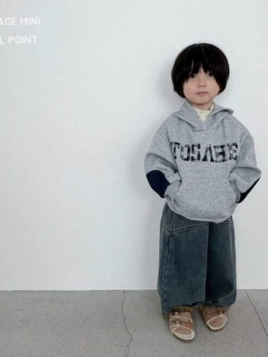Letter Check Hood Sweatshirt