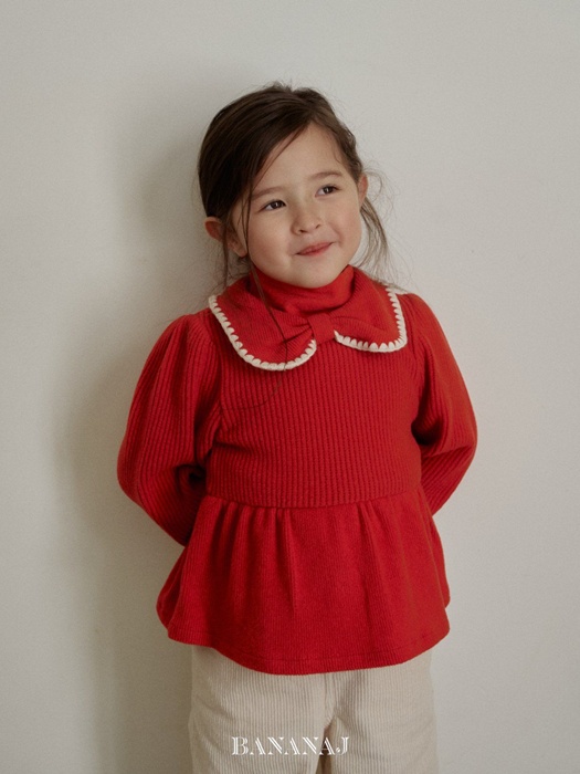 Ribbon Waffle Collar Tee