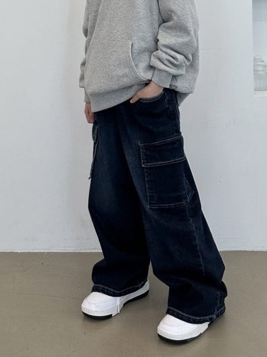 Cargo Fleece Denim Pants