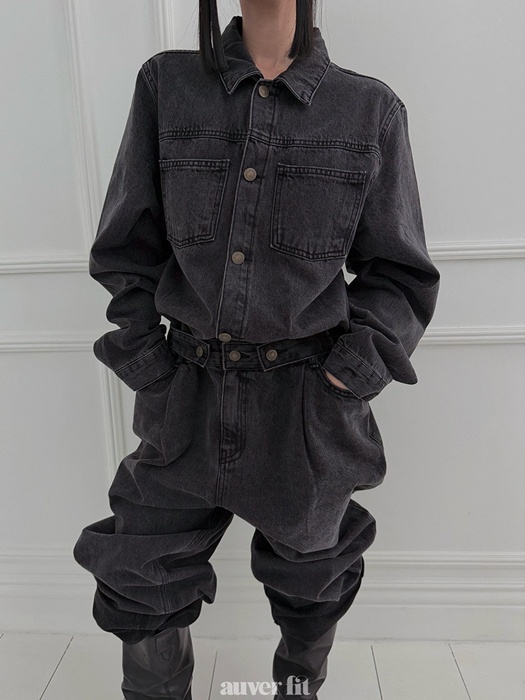 3 Button Denim Jumpsuit