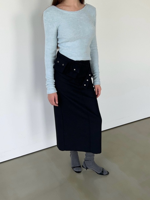 Wool Belt Long Skirt