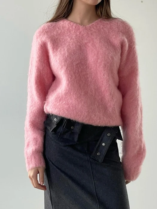 V Neck Angora Knit