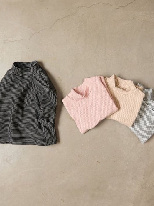 Stripe Mock Neck Tee Stripe Mock Neck Tee