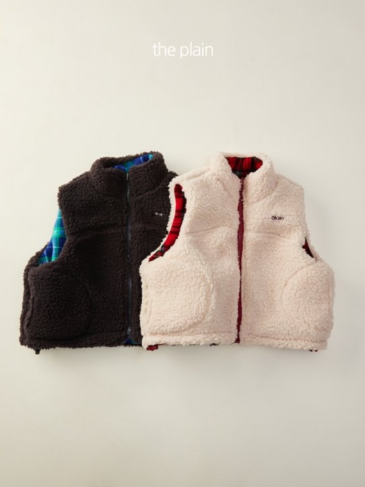 Pompom Check Reversible Vest