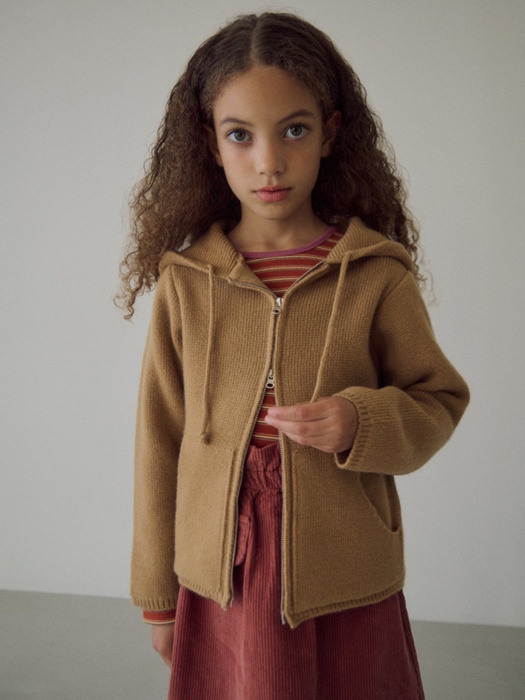 Cashmere Two Way Hood Zip-Up