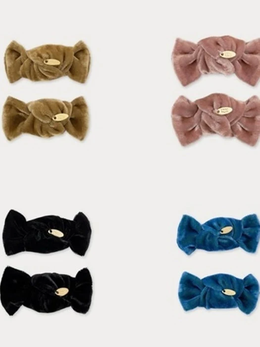 Velour Mini Hair Clip Set