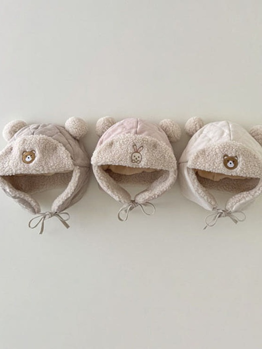 Quilted Pom-Pom Earflap Hat