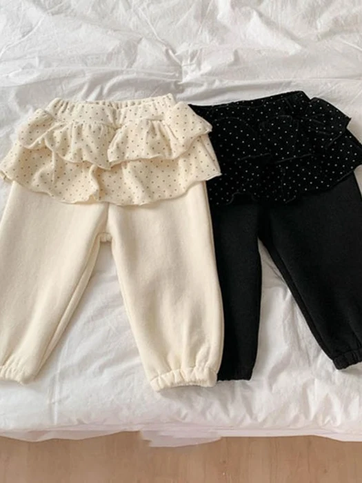 Fleece Dot Tiered Jogger Pants