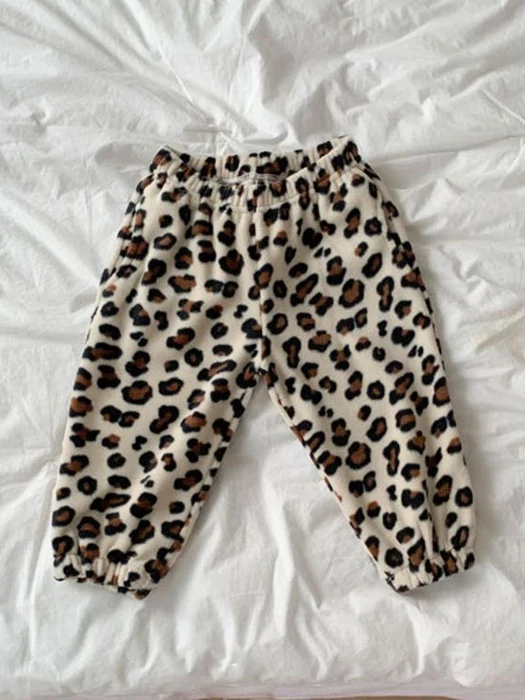 Leopard Fleece Jogger Pants