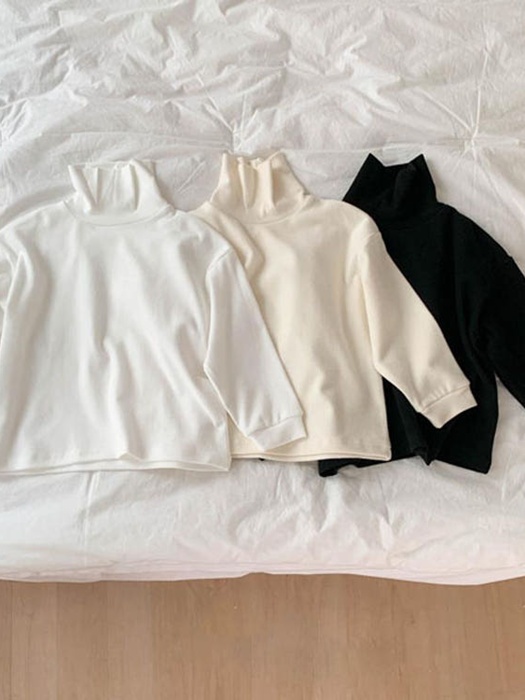 Peach Loose Plain Turtleneck Tee