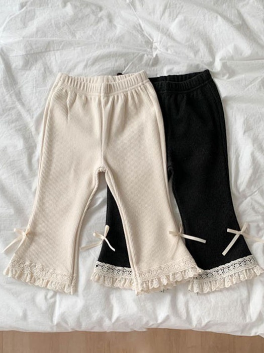 Fleece Ribbed Lace Flare Pants