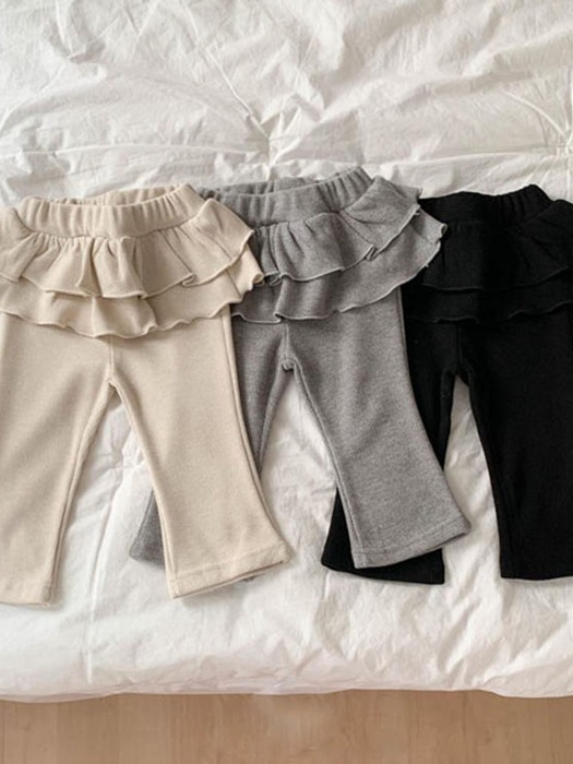 Fleece Ribbed Tiered Flare Pants