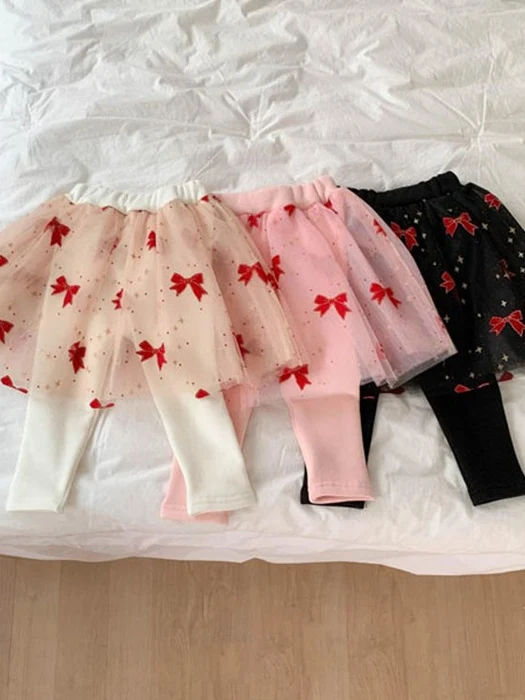 Fleece Ribbon Leggings Skirt