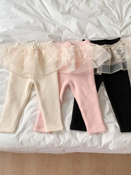 Fleece Lace Tiered Leggings