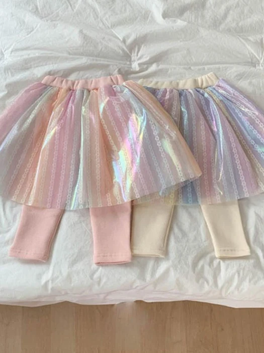 Fleece Rainbow Leggings Skirt