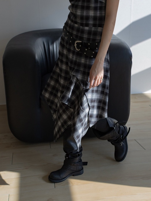 Vintage Washed Check Midi One-piece