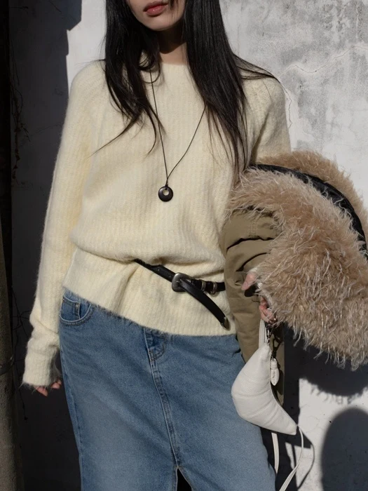 Oversized Alpaca Blend Crewneck Knit