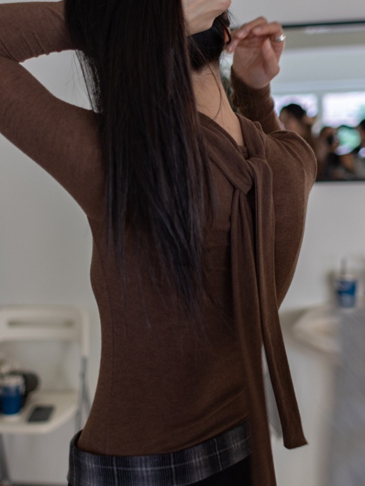 High Neck Tie Detail Warmer Tee