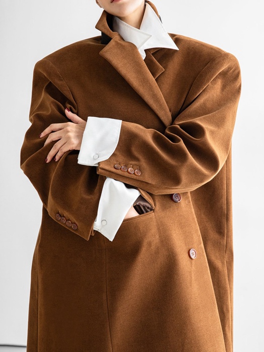Oversized Hidden Button Single Dobby Coat