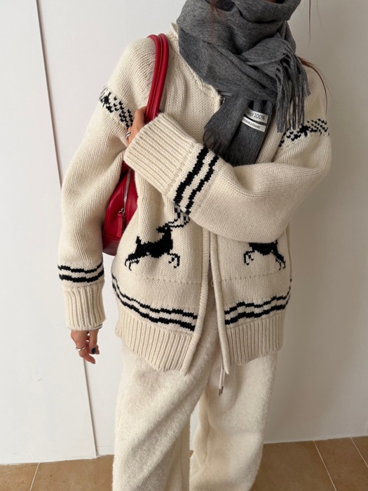 Jacquard Knit Zip-Up