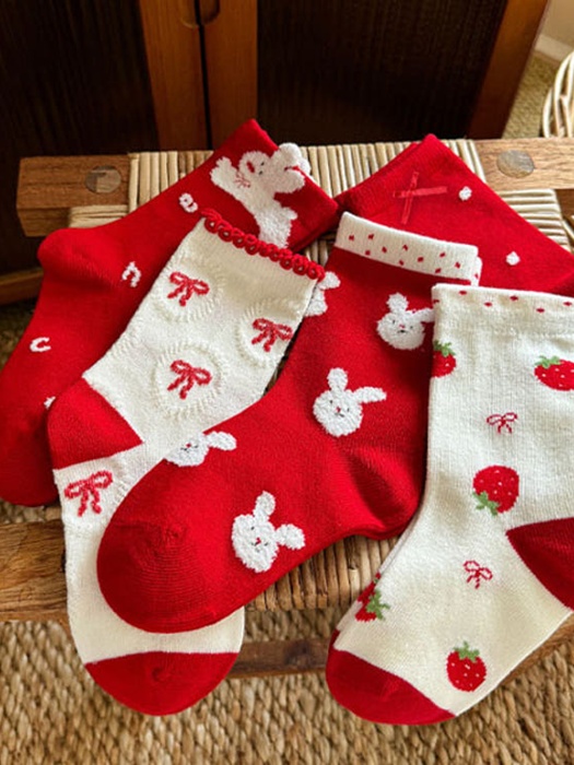 Red Bunny Socks Set