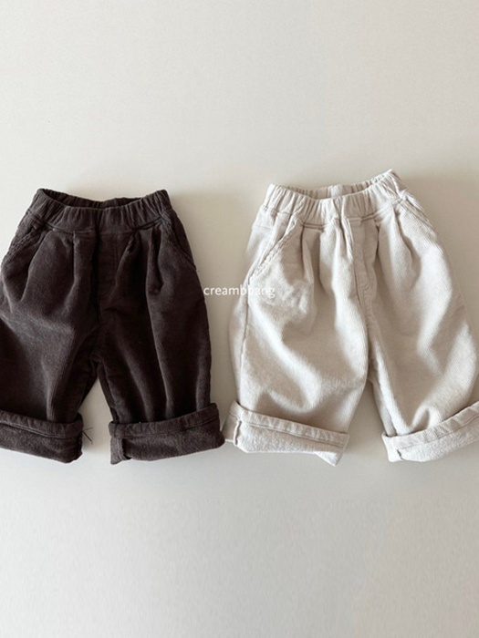 Fleece Corduroy Two Tuck Wide Pants