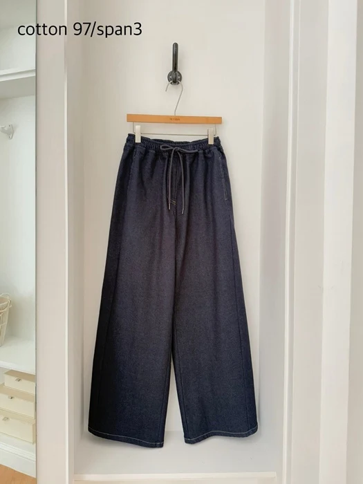 Fleece Wide Banding Denim Pants Fleece Wide Banding Denim Pants